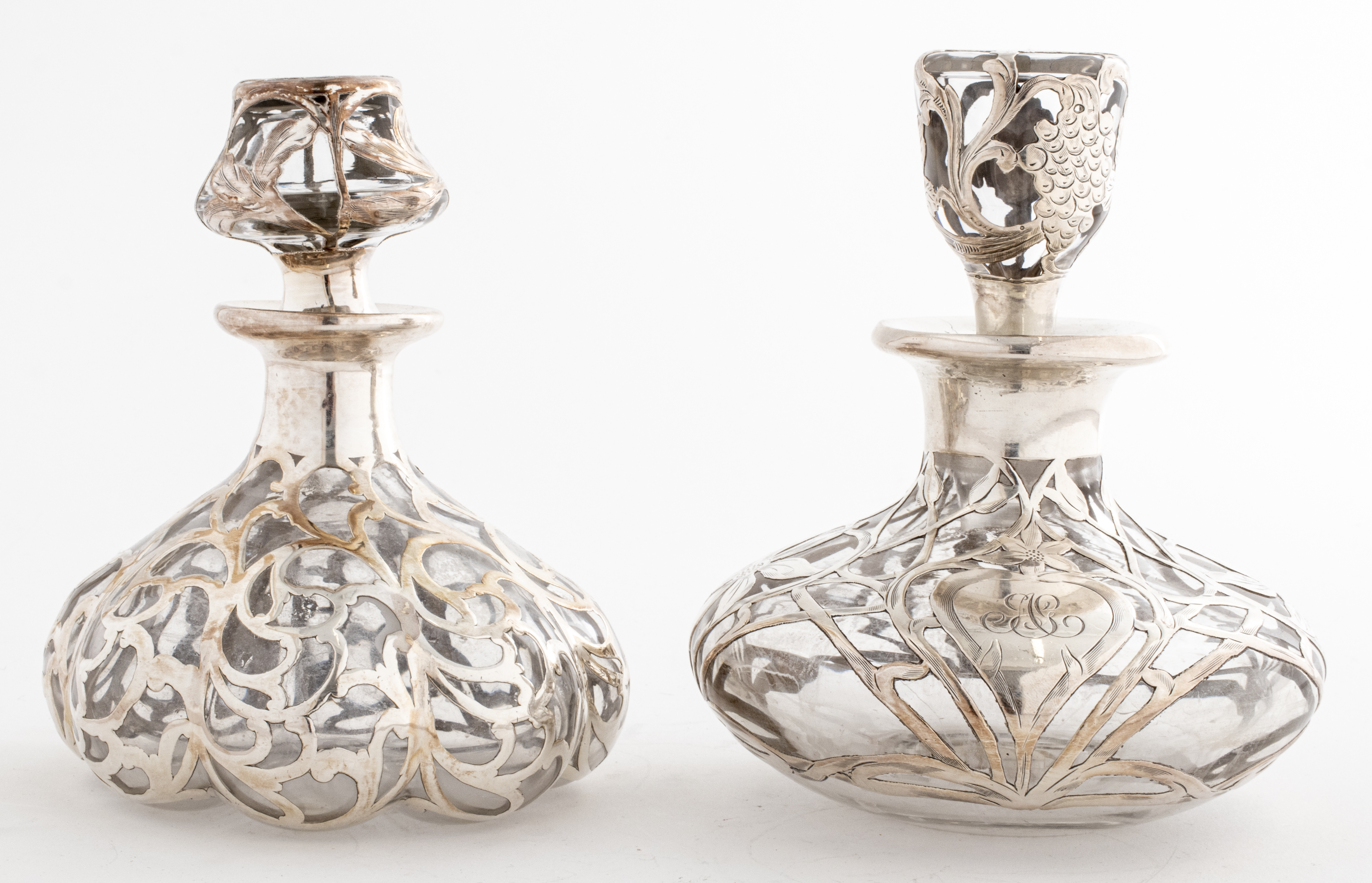 SILVER OVERLAY PERFUME BOTTLES