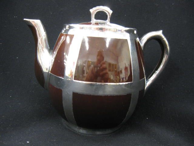 Silver Overlay Porcelain Teapot