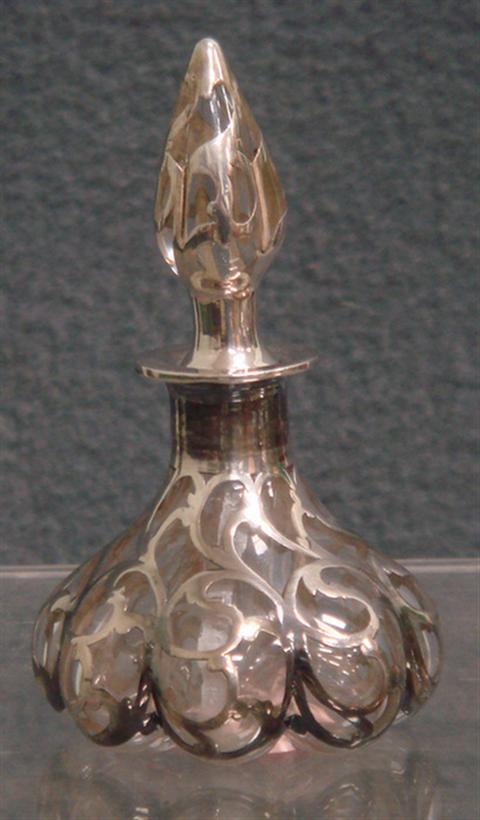 Silver overlay scent bottle,
