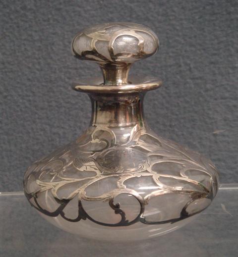 Silver overlay scent bottle,