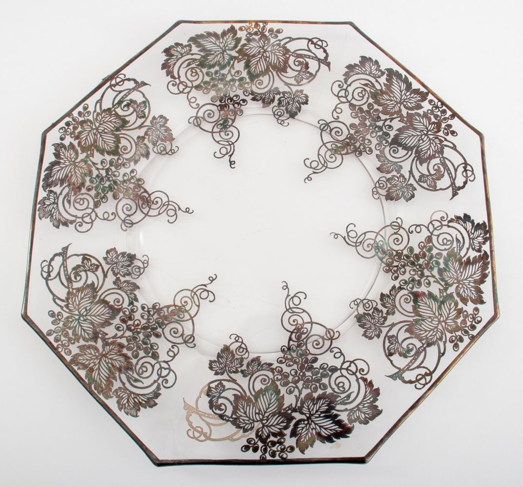 SILVER OVERLAY SERVING PLATTER W/