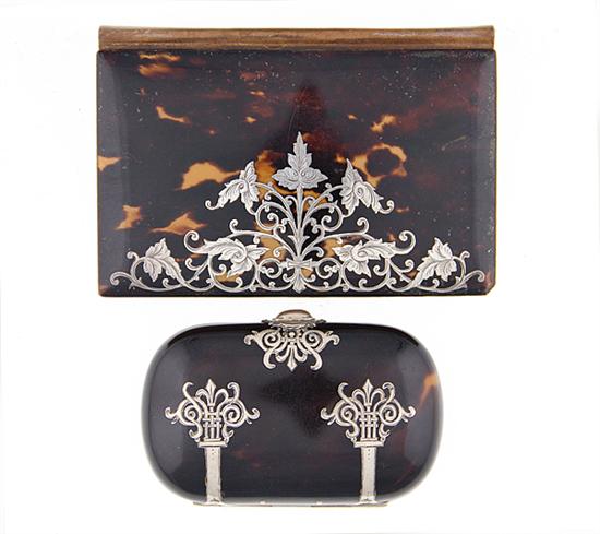 Silver overlay tortoiseshell box