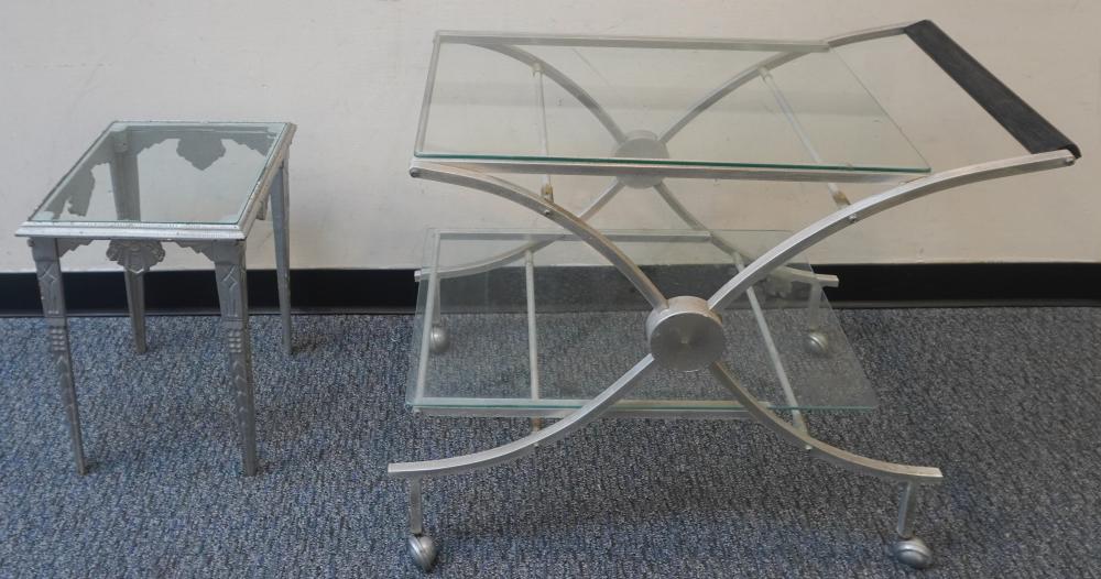 SILVER PAINTED METAL AND GLASS