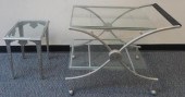SILVER PAINTED METAL AND GLASS