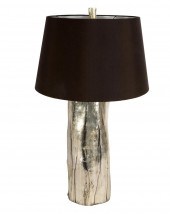 SILVER-PAINTED WOOD TABLE LAMP