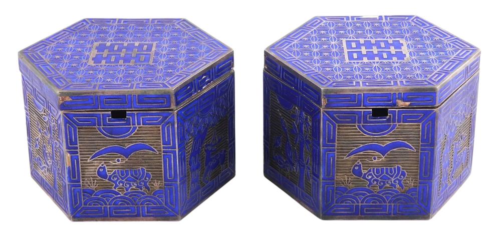 SILVER: PAIR OF ENAMEL ON SILVER