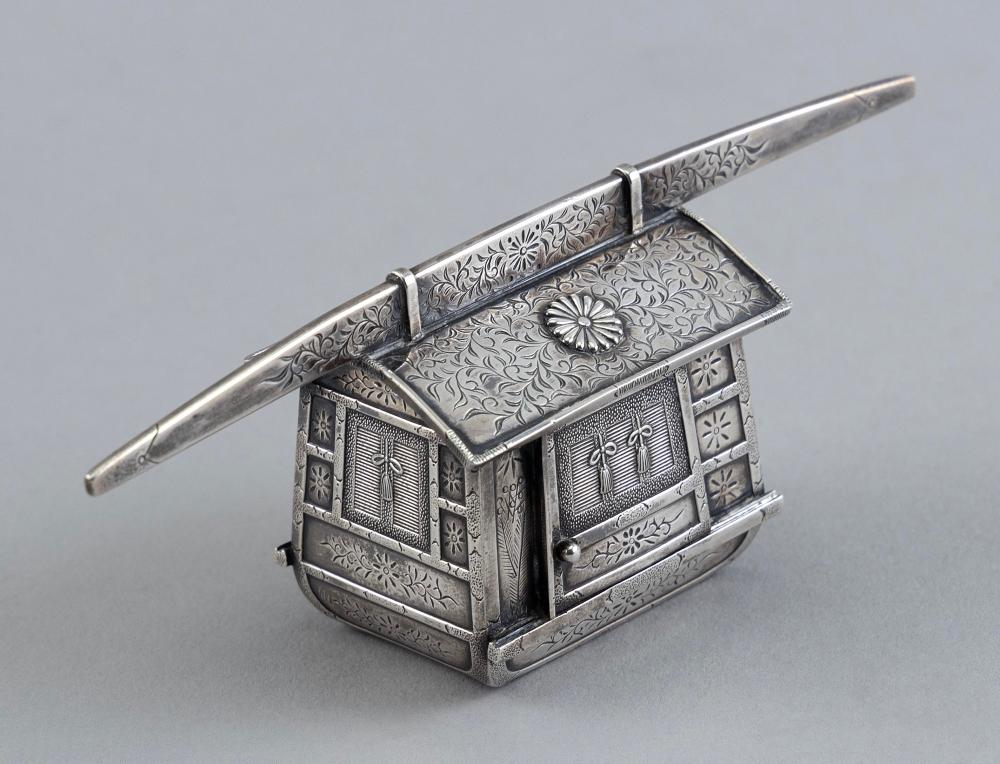 SILVER PALANQUIN-FORM BONBONNIERE