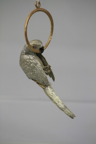 SILVER PARROT ON GOLD RING