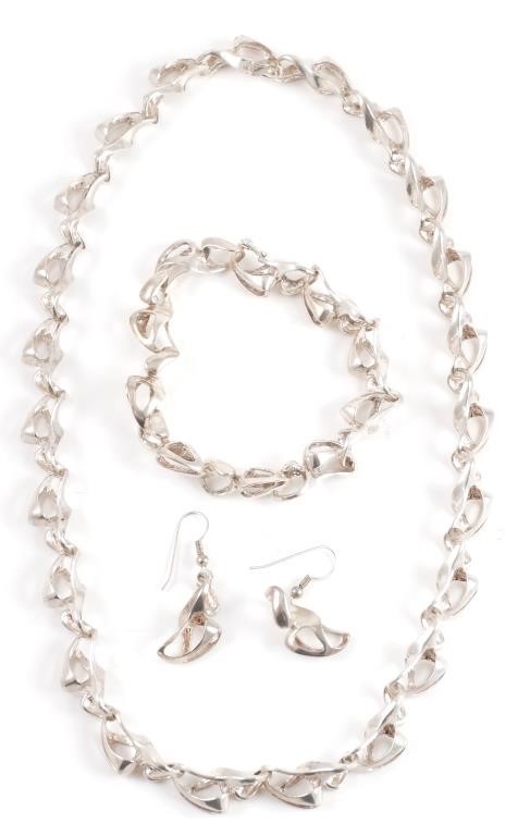 SILVER PARURE, NECKLACE BRACELET
