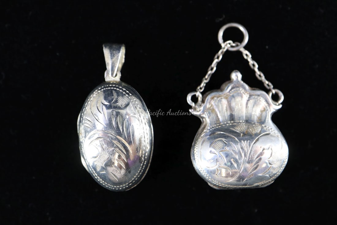 SILVER PILL BOX LOCKETS, FLORAL