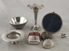 Silver plate. A hardstone bowl with