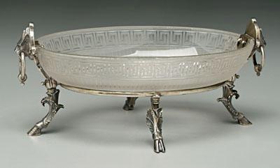 Silver plate and glass center bowl,