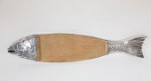 SILVER PLATE AND WOOD SALMON C