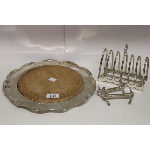 Silver plate bread board, toast