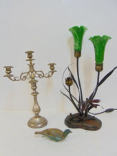 SILVER PLATE CANDELABRA, LAMP