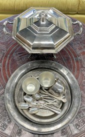 SILVER PLATE CHAFING DISH, TWO