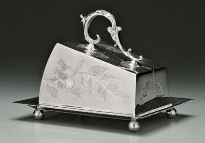 Silver plate cheese dish, marks for