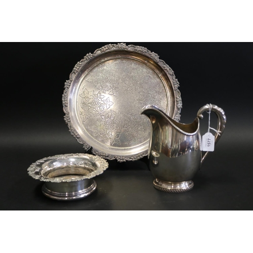 Silver plate circular service tray,