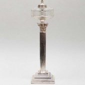 SILVER PLATE COLUMNAR OIL LAMP