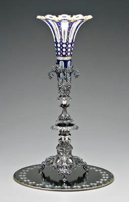 Silver plate, cut glass