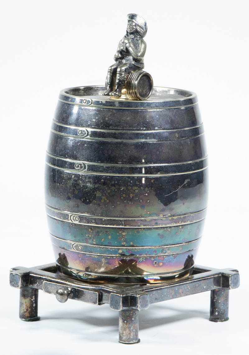 SILVER-PLATE FIGURAL TOBACCO JAR