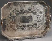 SILVER PLATE GALLERIED TRAYSil