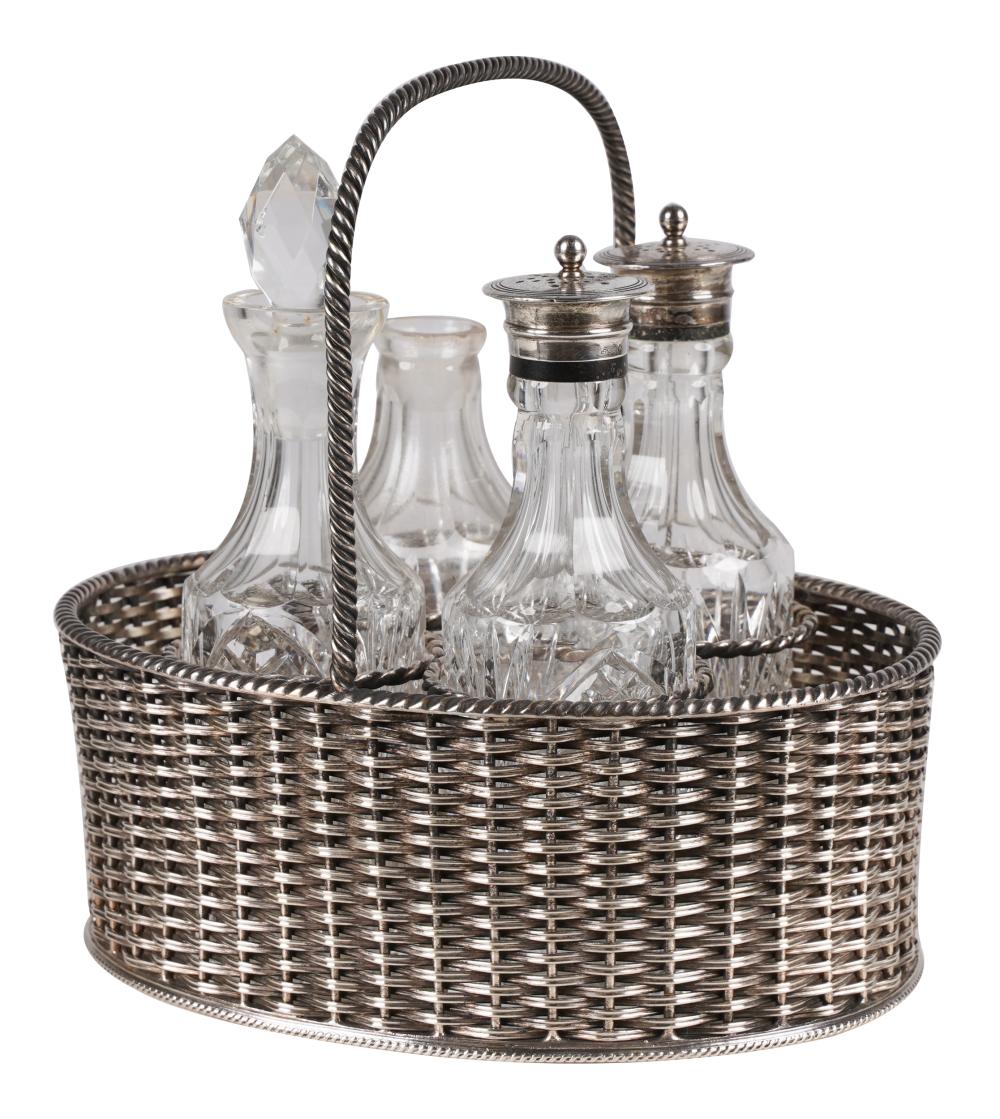 SILVER-PLATE & GLASS CRUET