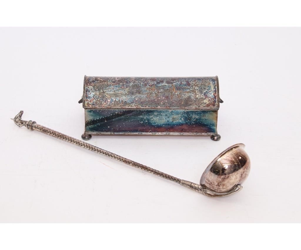 Silver plate inkstand with fox
