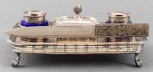 SILVER PLATE INKWELL STAND & L