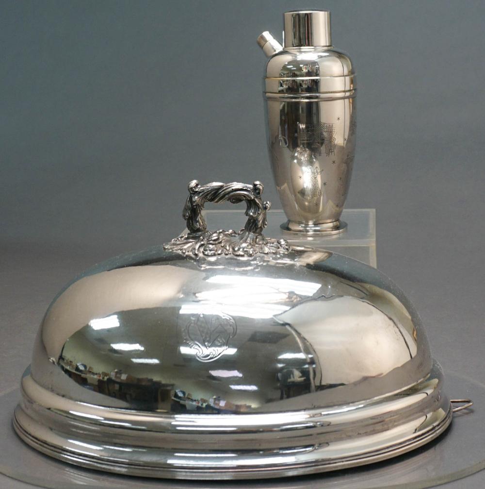 SILVER PLATE MEAT COVER AND AN