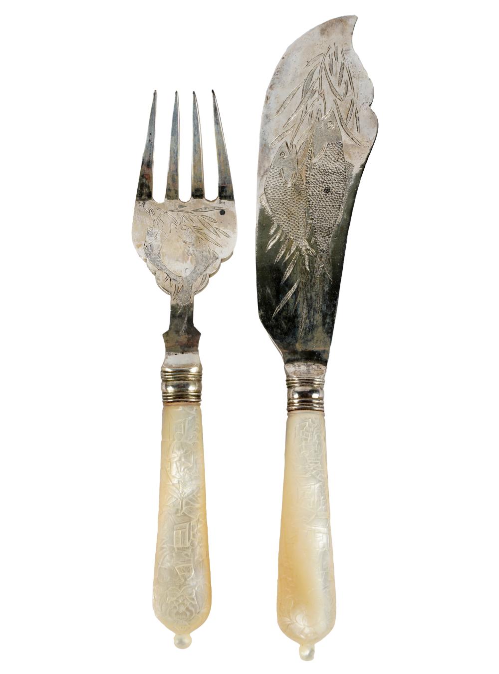 SILVER-PLATE & MOTHER-OF-PEARL FISH