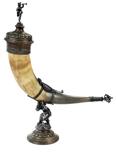 SILVER PLATE MOUNTED RHYTON