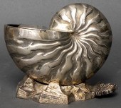 SILVER-PLATE NAUTILUS SHELL-FO