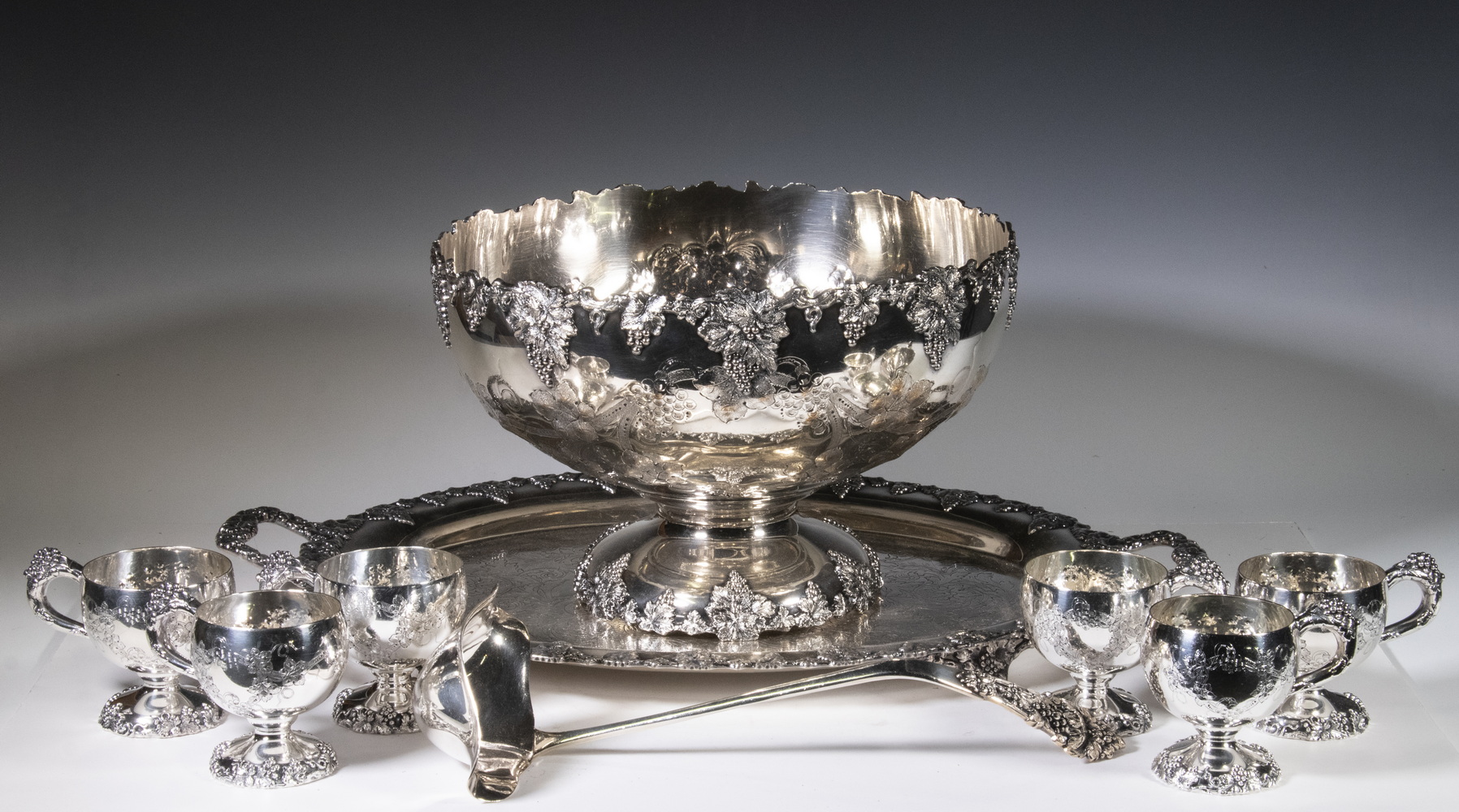 SILVER-PLATE PUNCH BOWL SET BY