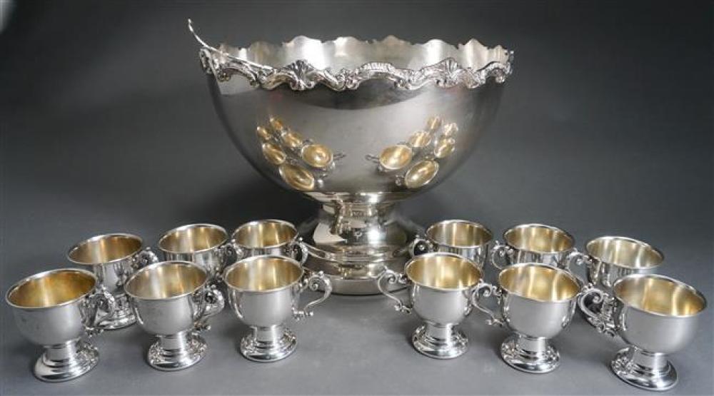 SILVER PLATE PUNCH BOWL WITH TWO