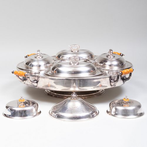 SILVER PLATE REVOLVING BREAKFAST
