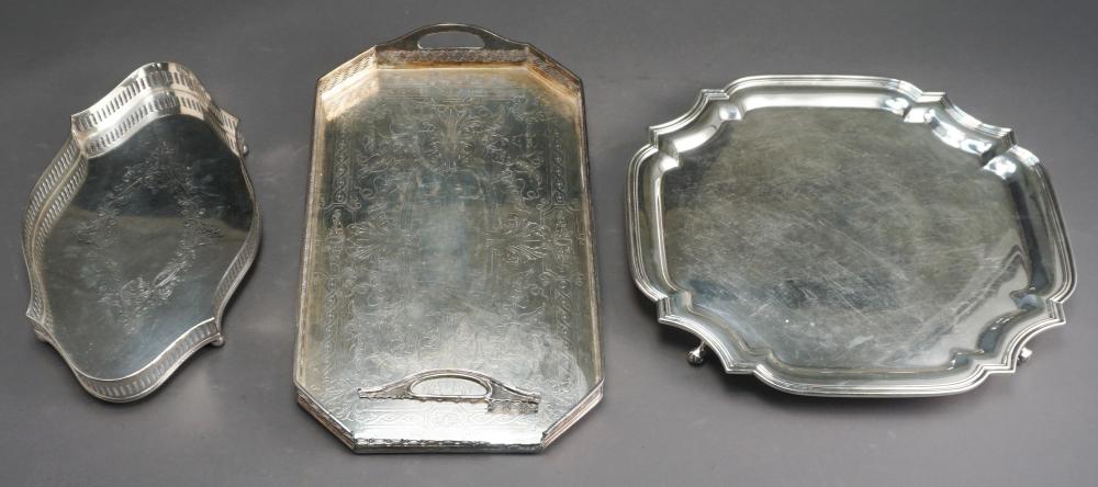 SILVER PLATE SQUARE FOOTED TRAY AND