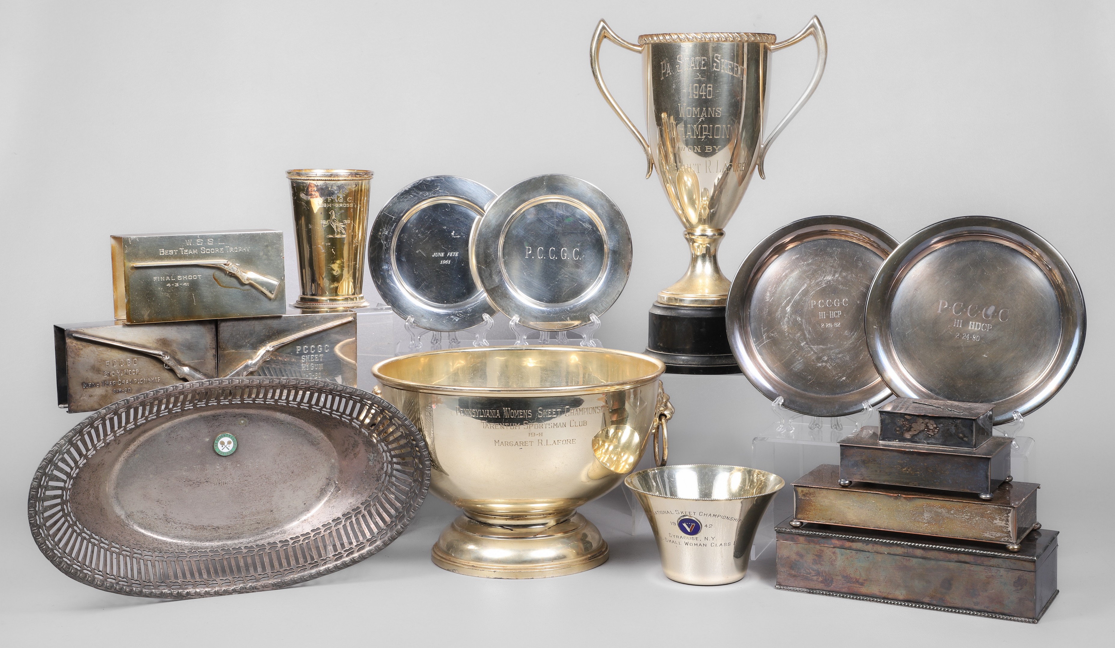 silver plate trophy items to