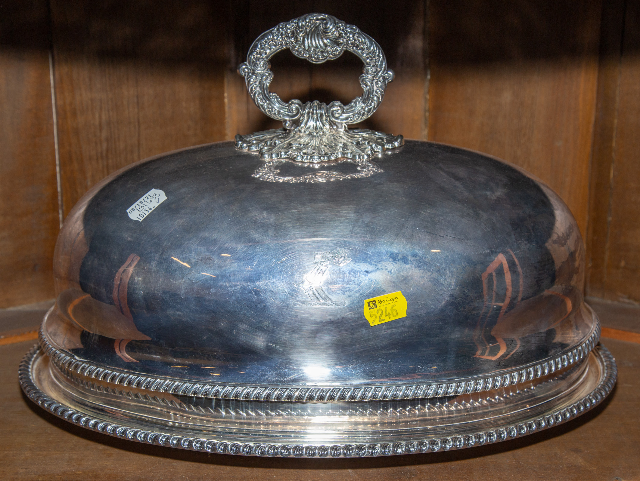 SILVER PLATED ARMORIAL MEAT DOME