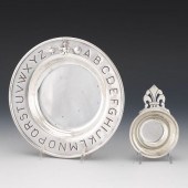 SILVER PLATED BABY BOWL AND ST