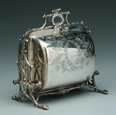 Silver plated biscuit box,