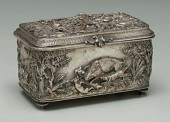 Silver plated box, rectangular