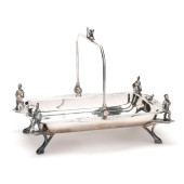 SILVER-PLATED CAKE BASKET WITH