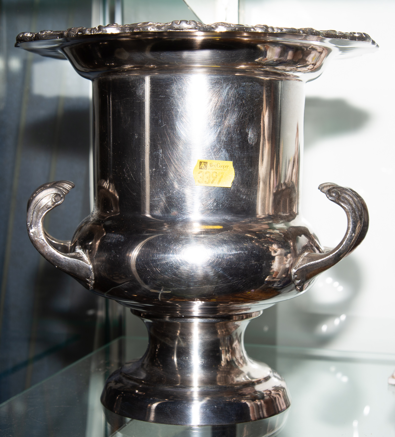 SILVER PLATED CHAMPAGNE BUCKET .