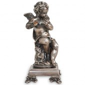 SILVER PLATED CHERUB SCULPTURE