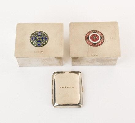 SILVER PLATED & ENAMELED BOXESA