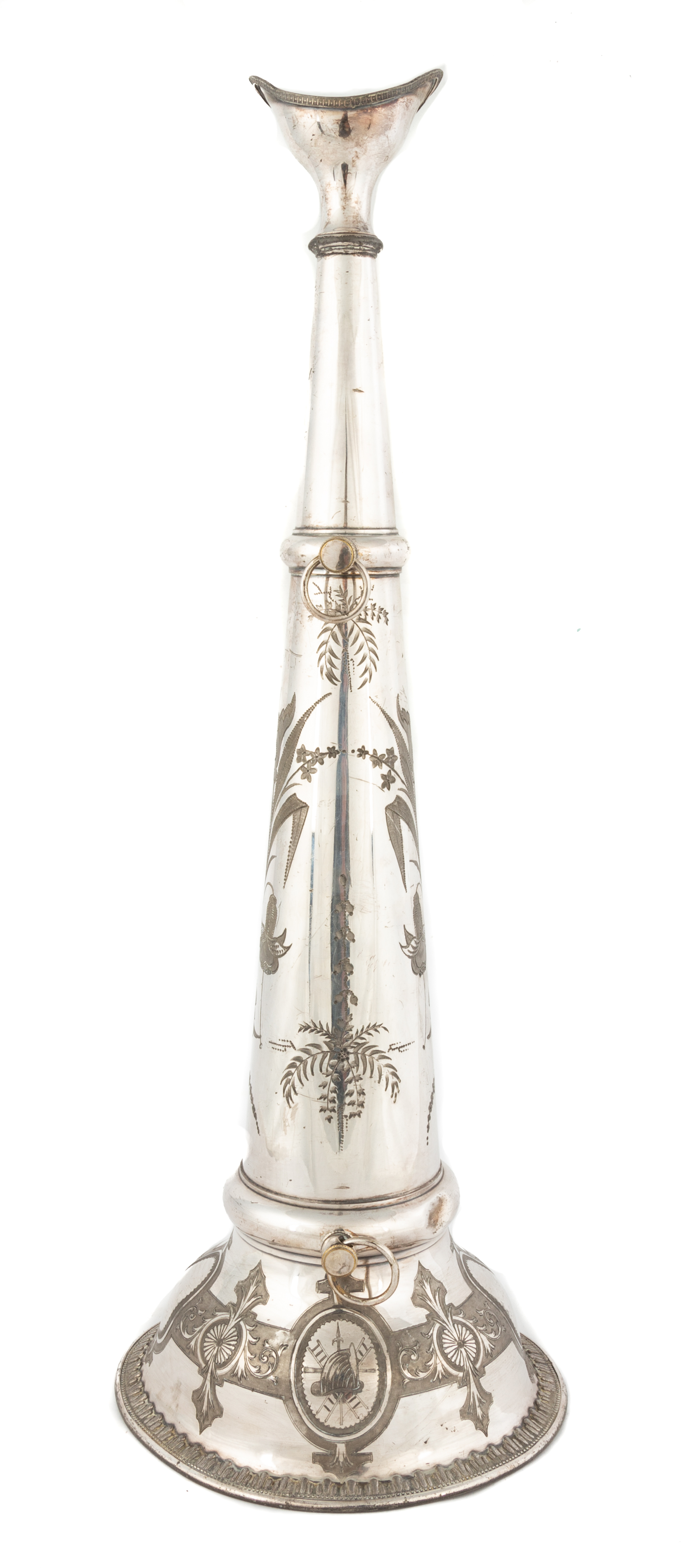 SILVER PLATED FIREMAN'S PARADE HORN