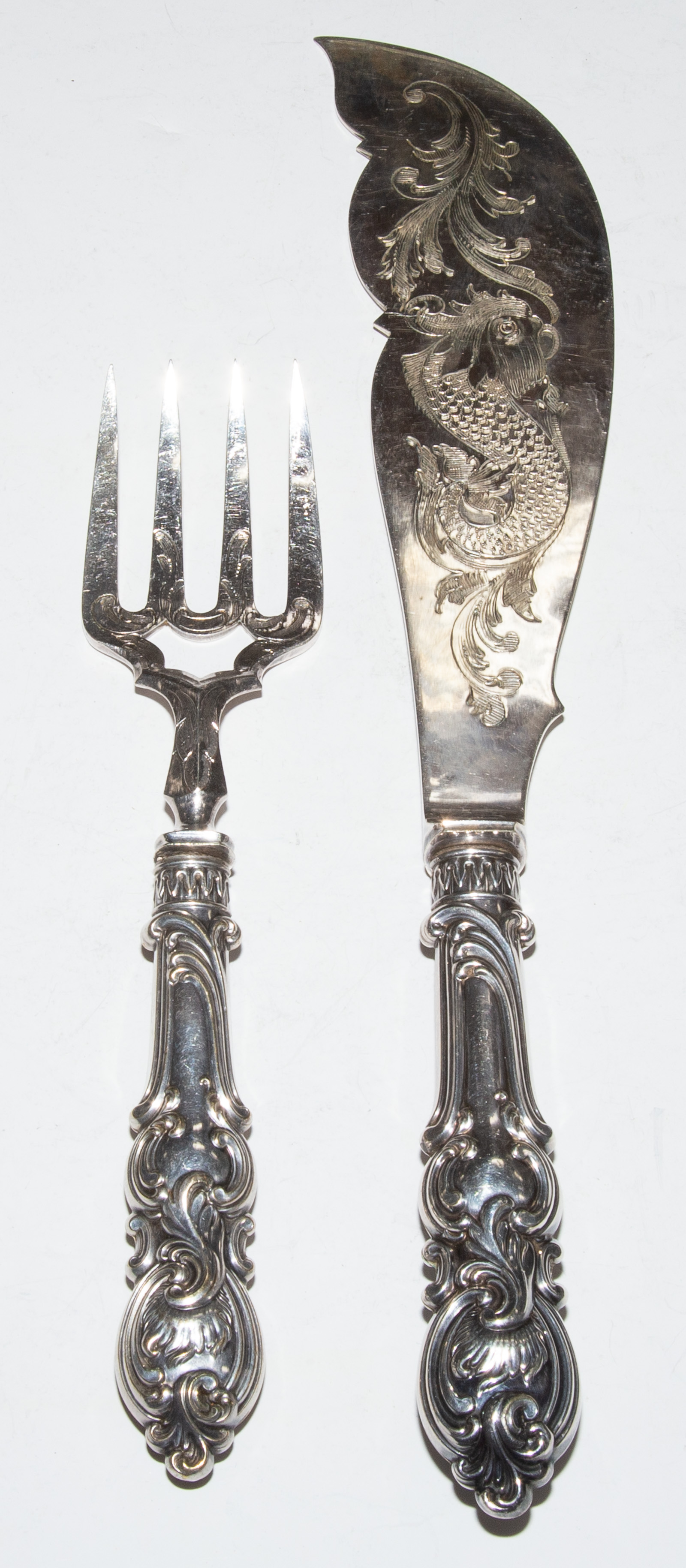 SILVER PLATED FISH SERVING SET 9