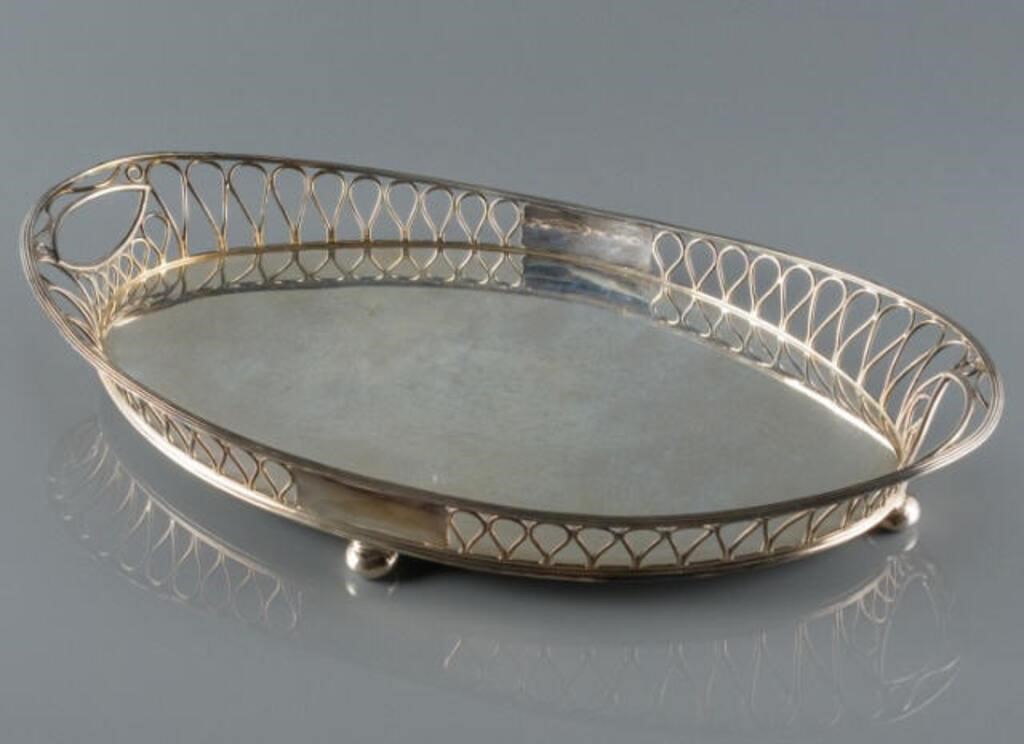 SILVER PLATED GALLERY TRAYSThree