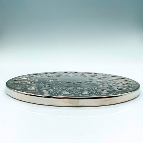 SILVER PLATED GLASS TRIVETA glass